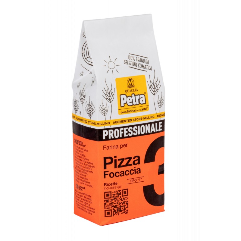 Farine professionnelle moulue sur pierre Petra 3 à partir de blé italien certifié à 100 % - Pizza et Focaccia