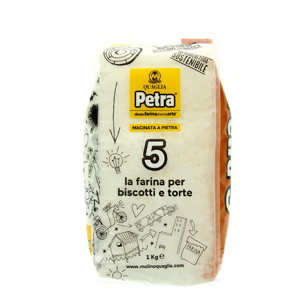 Farine professionnelle moulue sur pierre Petra 5 à partir de blé italien certifié à 100 % - Gâteaux et biscuits