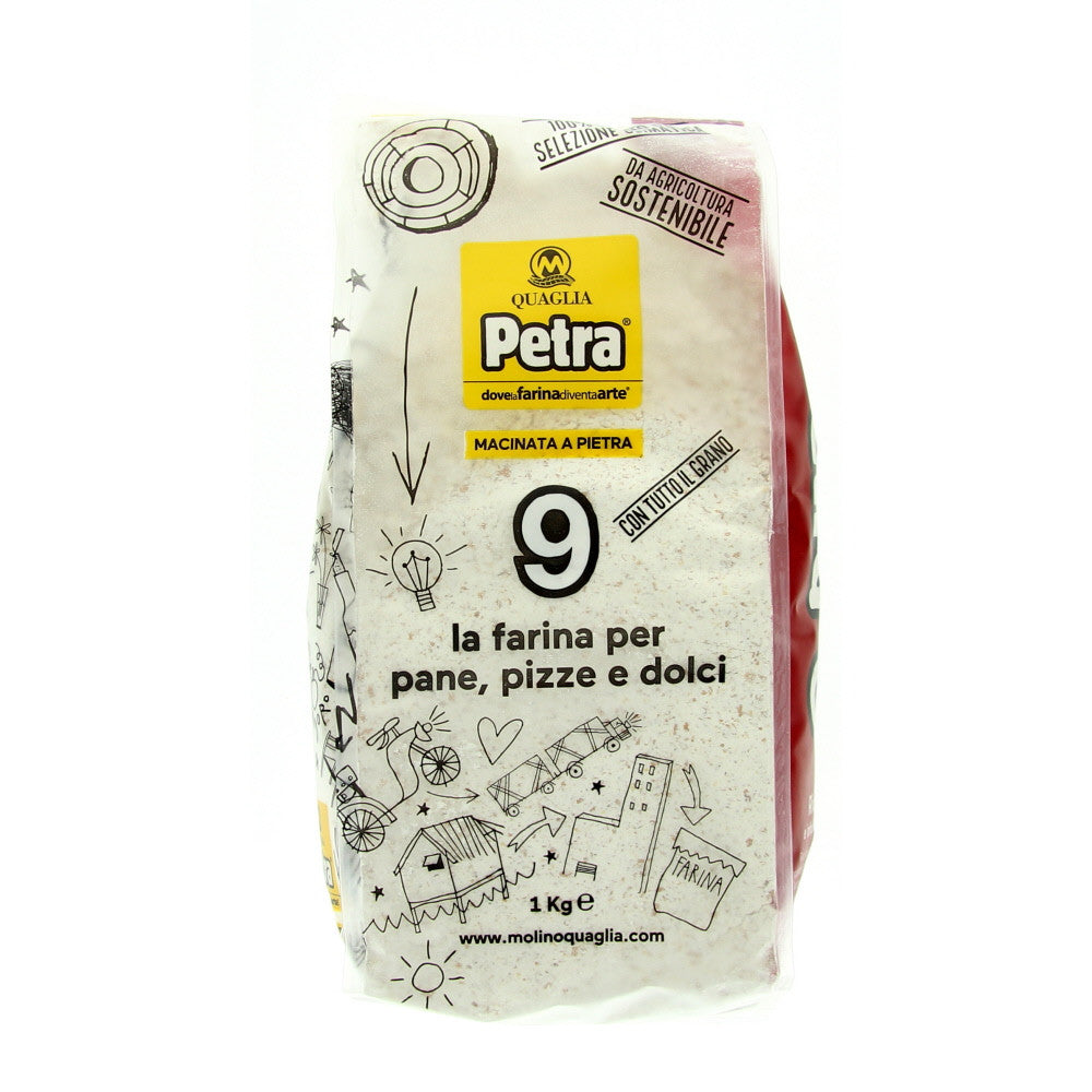 Farine de blé entier professionnelle moulue sur pierre Petra 9 à partir de blé italien certifié à 100 % - Pizza