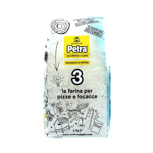Farine professionnelle moulue sur pierre Petra 3 à partir de blé italien certifié à 100 % - Pizza et Focaccia